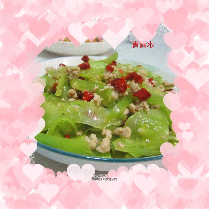 Dried chili minced pork and lettuce slices