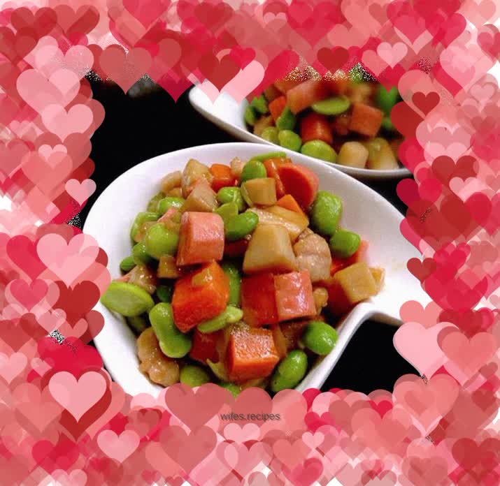 Stir-fried edamame with mixed vegetables