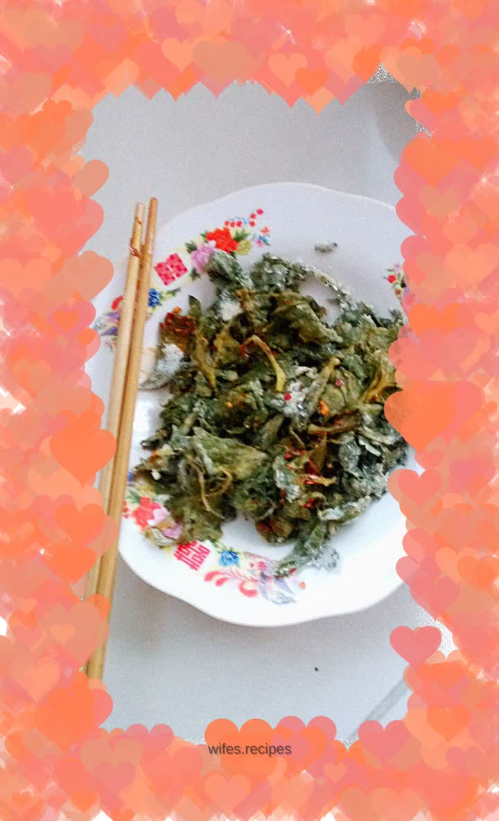 Steamed celery leaves