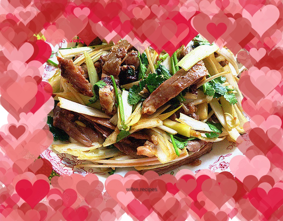 Lamb face mixed with green onions