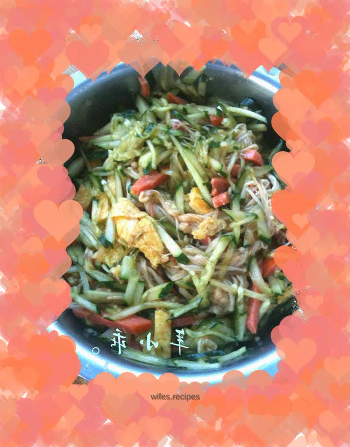 Cold Cucumber and Enoki Mushrooms