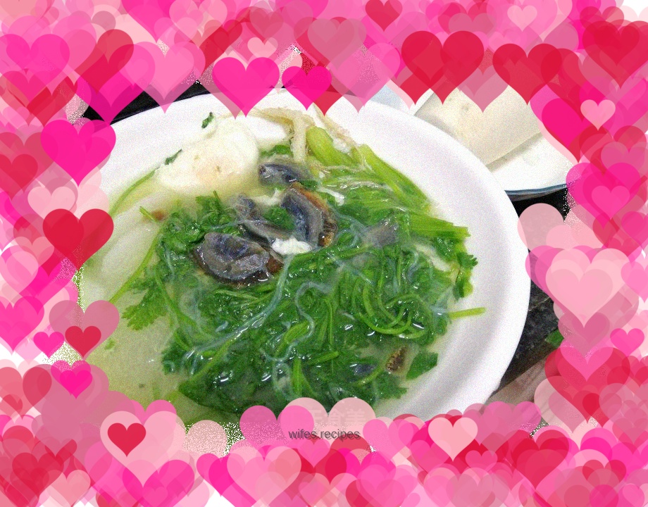 Preserved egg and coriander soup