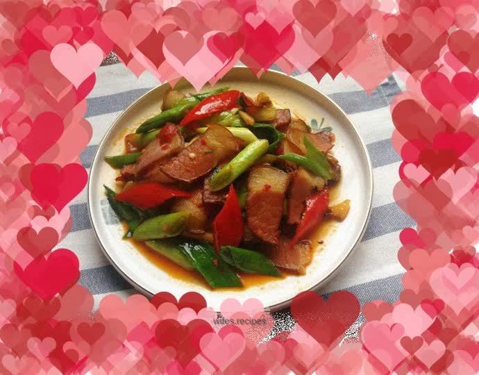 Stir-fried bacon with garlic sprouts