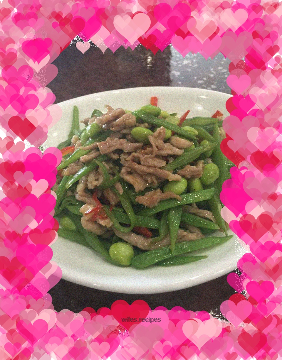 Shredded pork with double beans