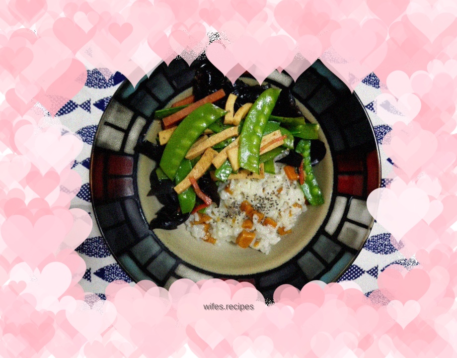 Snow pea rice bowl