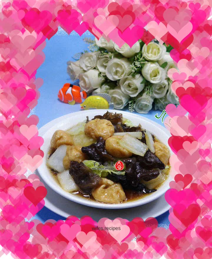 Stir-fried cabbage with black fungus oil and gluten