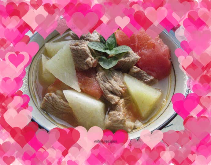 [Tomato Sauce, Radish and Beef Casserole]----A soup pot suitable for children's taste