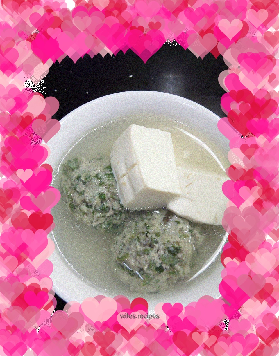 Rich vegetable, meatball and tofu soup