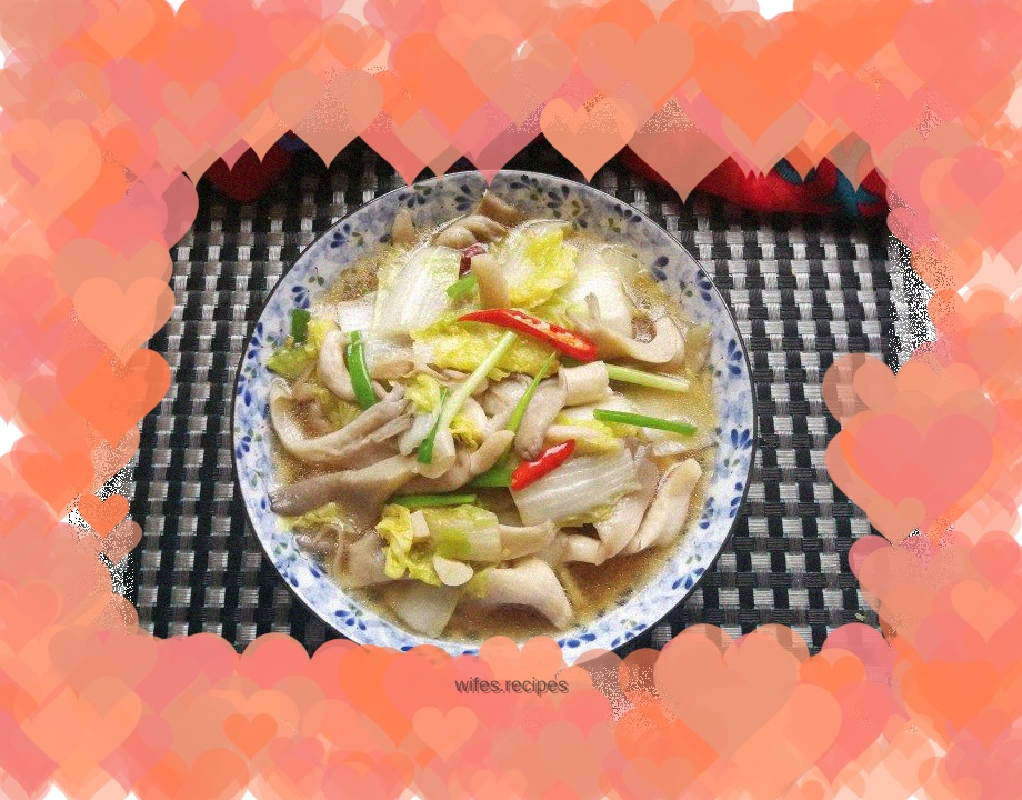 Stir-fried oyster mushrooms with baby cabbage