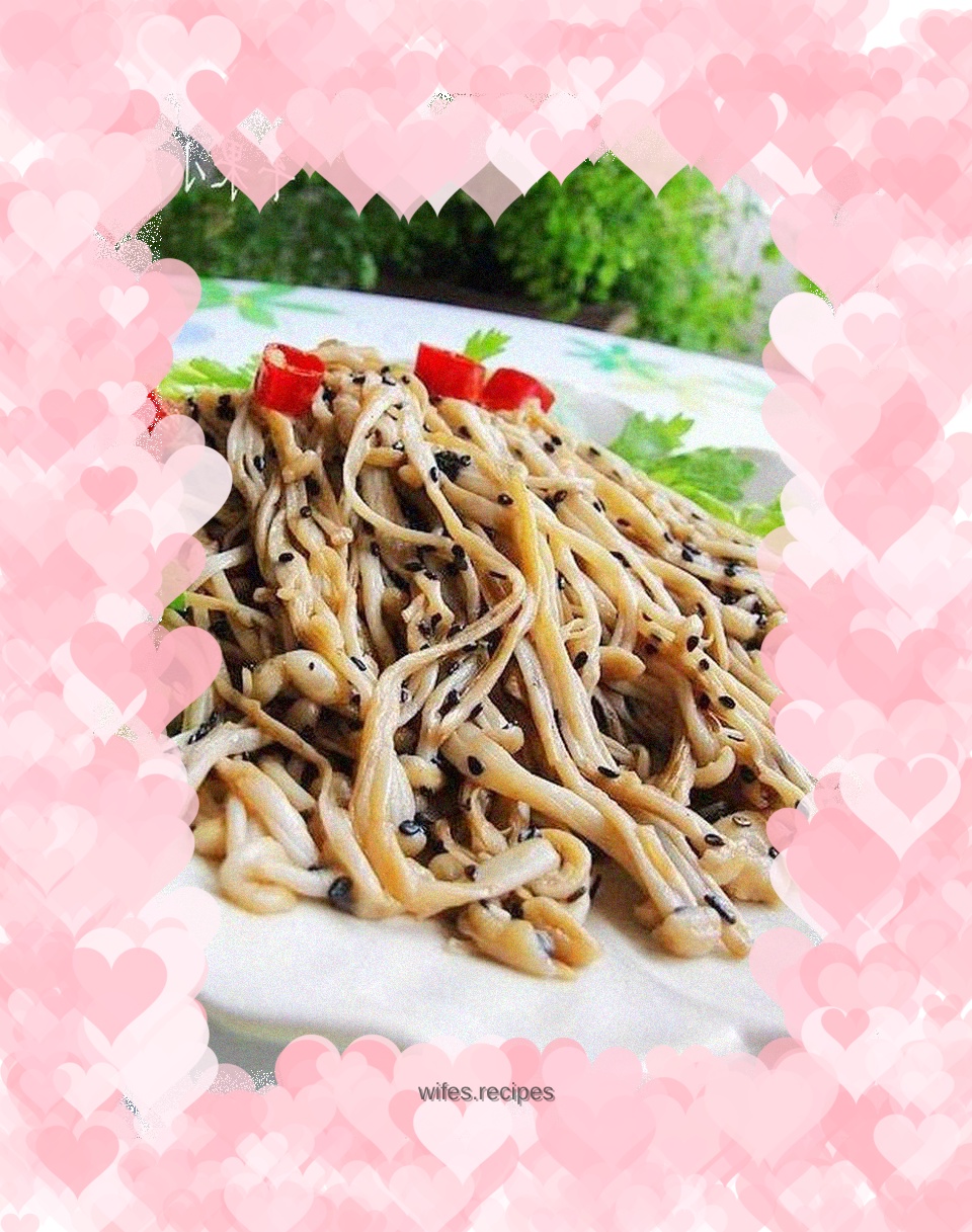 Sesame and Enoki Mushrooms