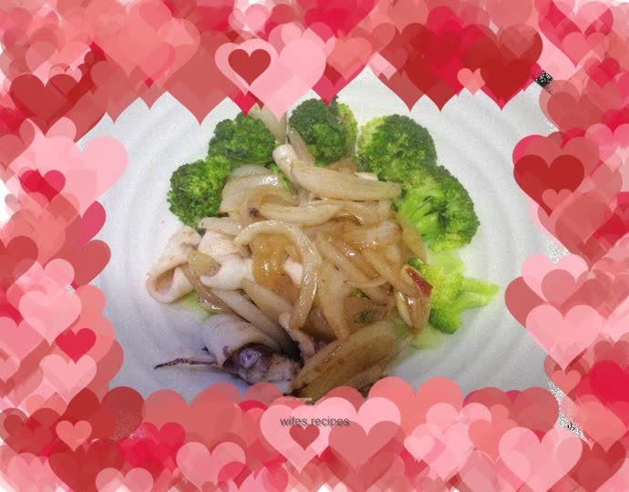 Onions, Squid, Broccoli