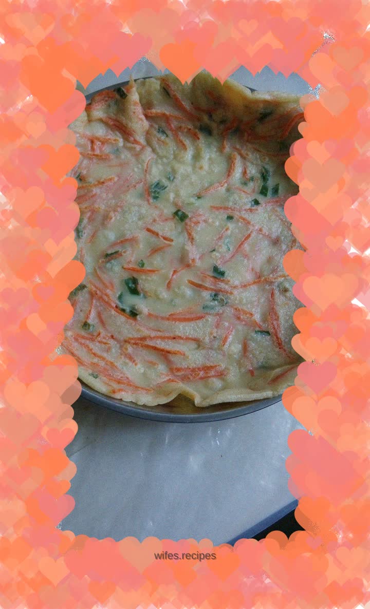 Tender pancake with green onion and carrot