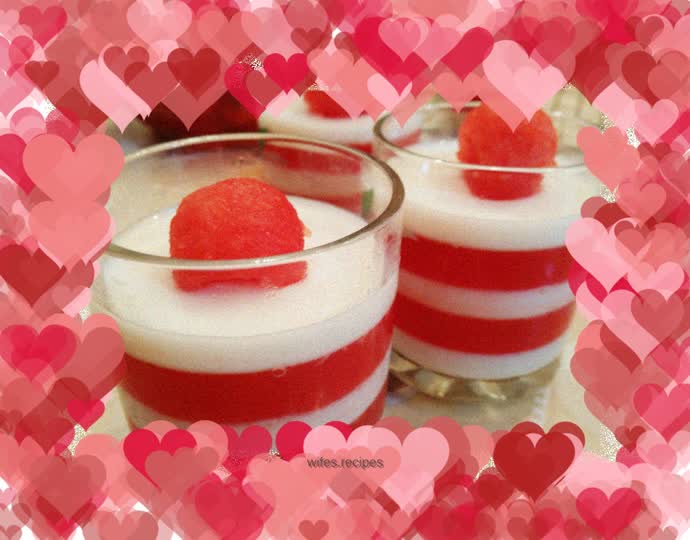 Watermelon milk pudding