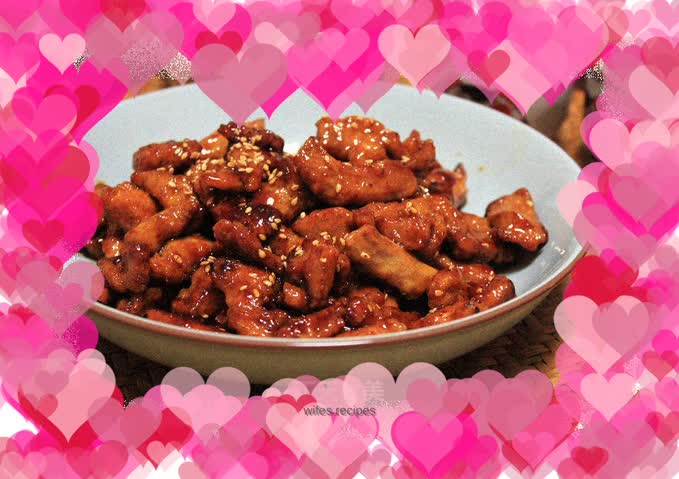Sweet and Sour Pork with Blooming Flowers