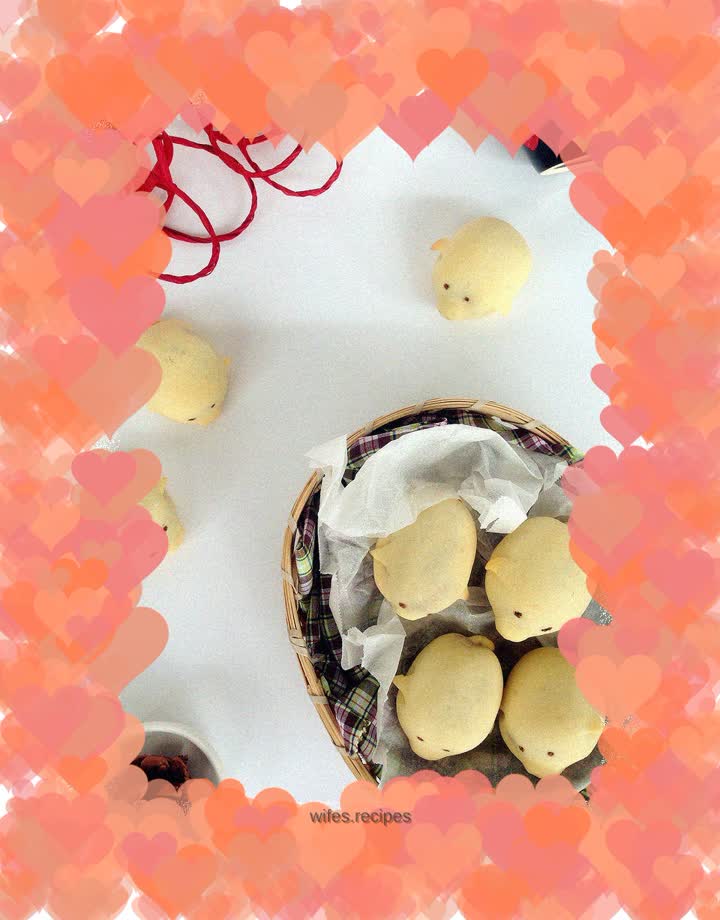 Cute piglet roasted fruit