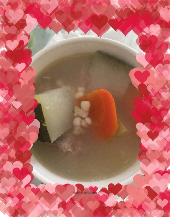 Stewed Pork Bones with Winter Melon, Barley, Carrots