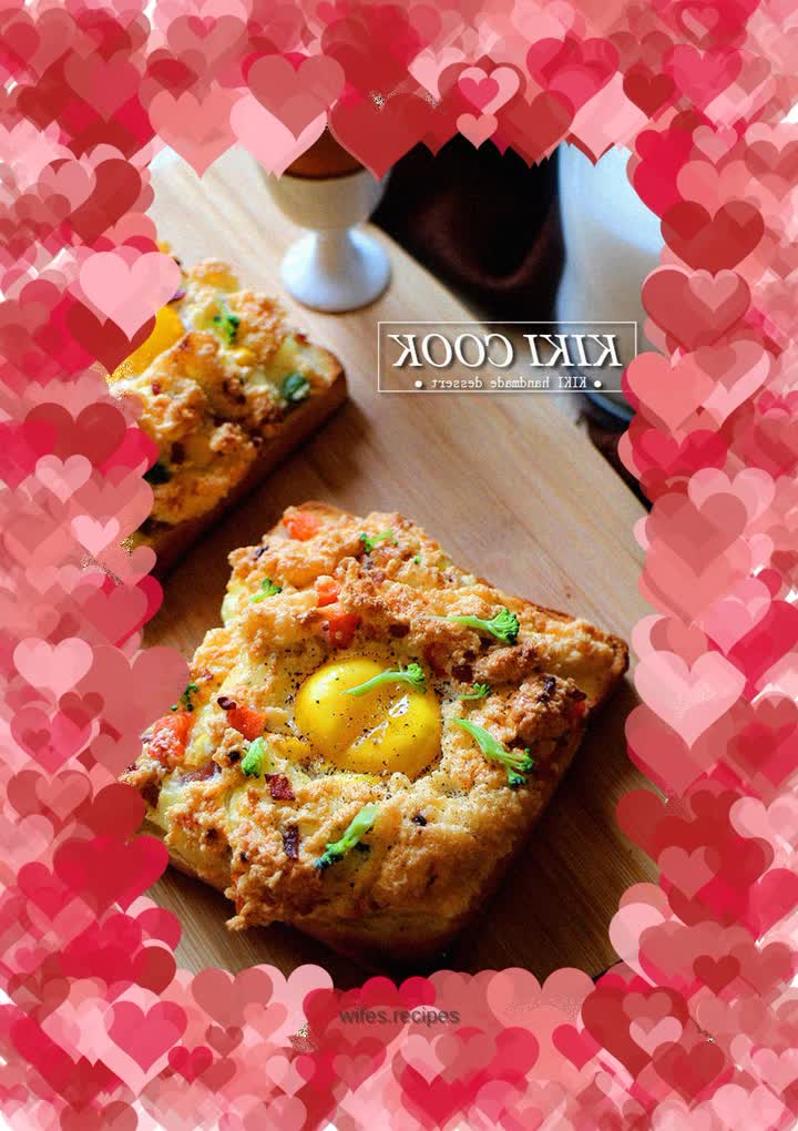 Colorful vegetable roasted cloud toast