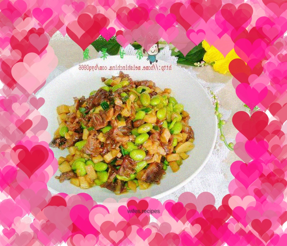 Homemade quick dish - Stir-fried duck delicacies with king mushrooms and beans