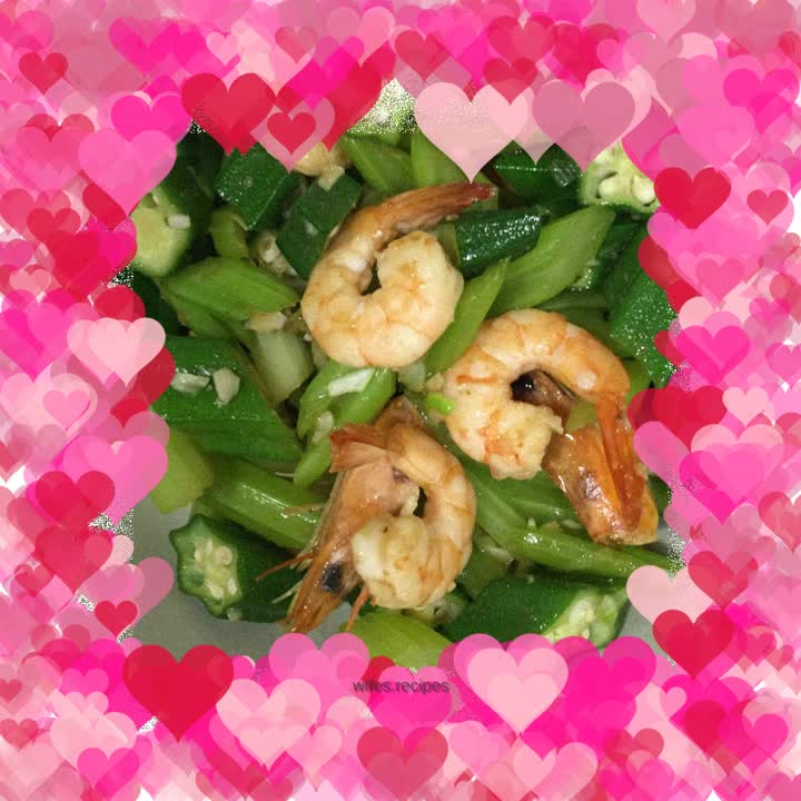 Stir-fried Okra with Celery and Shrimp