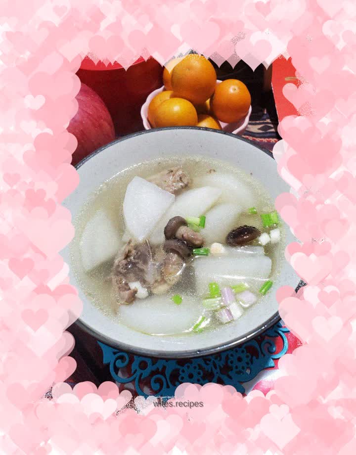 Chicken carcass and white radish soup