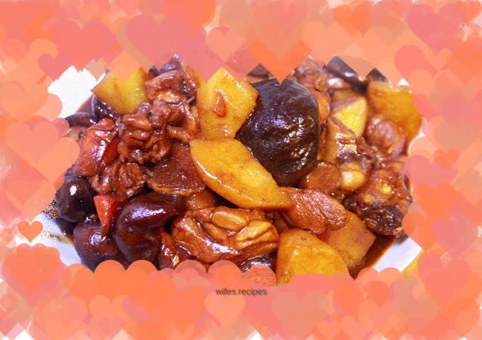 Sesame oil chicken stewed with mushrooms