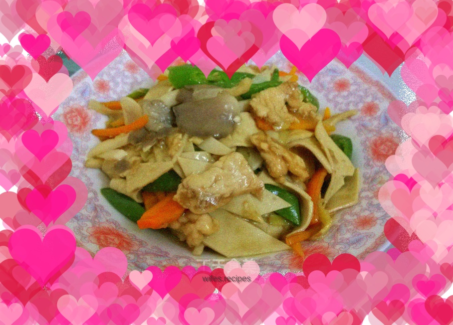 Pork slices with oyster mushrooms