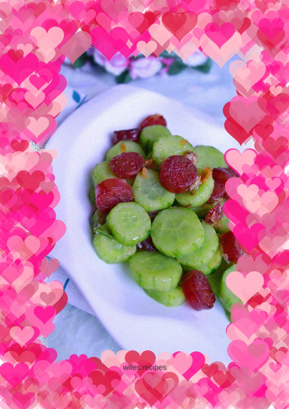 Home-style stir-fried cucumber and sausage