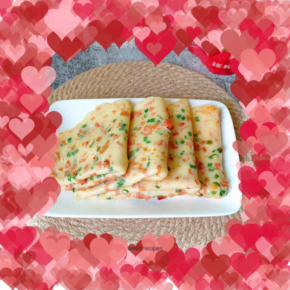 Chive, ham and egg pancake