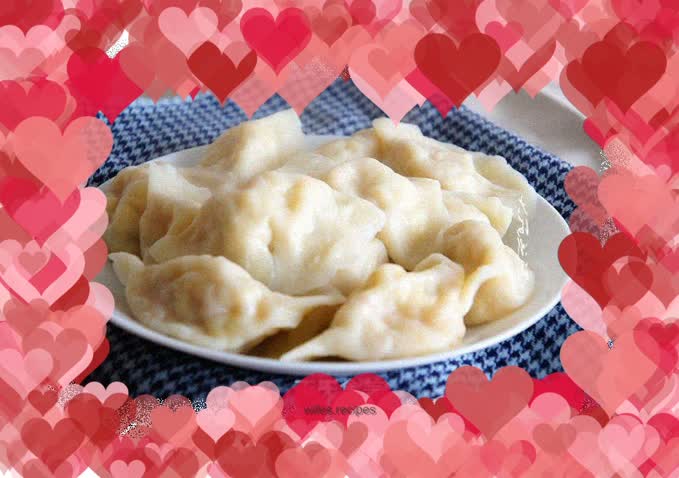 Leek, egg, ham and sausage stuffed dumplings