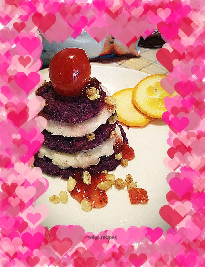 Purple sweet potato and yam puree