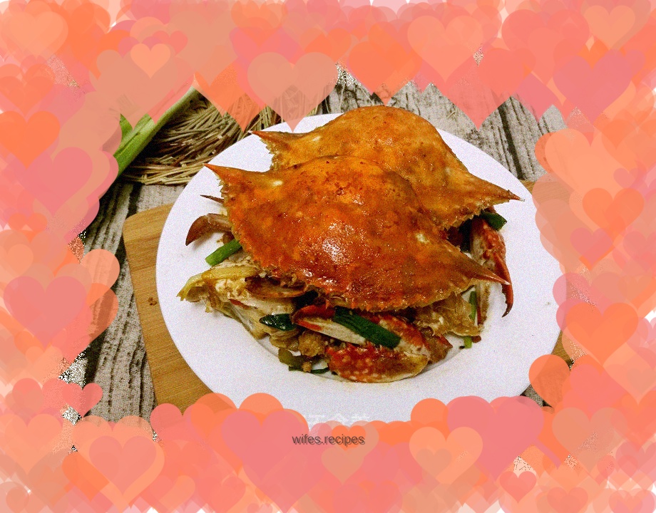 Fried crab with onion and ginger