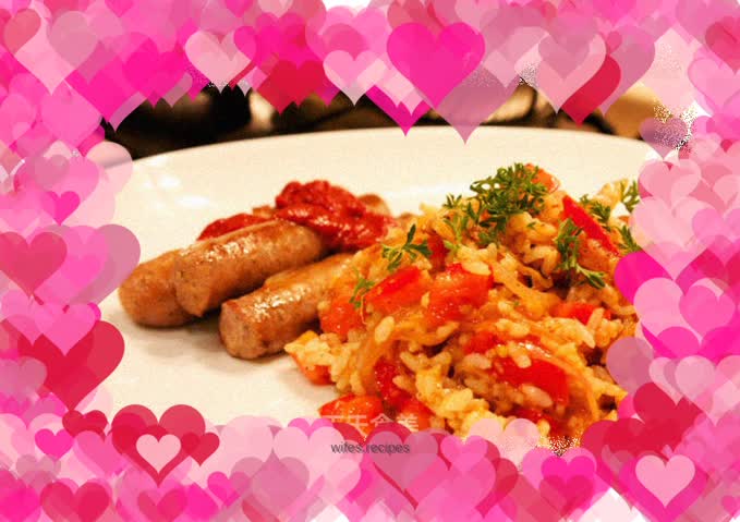 Tomato bibimbap with handmade Italian beef sausage