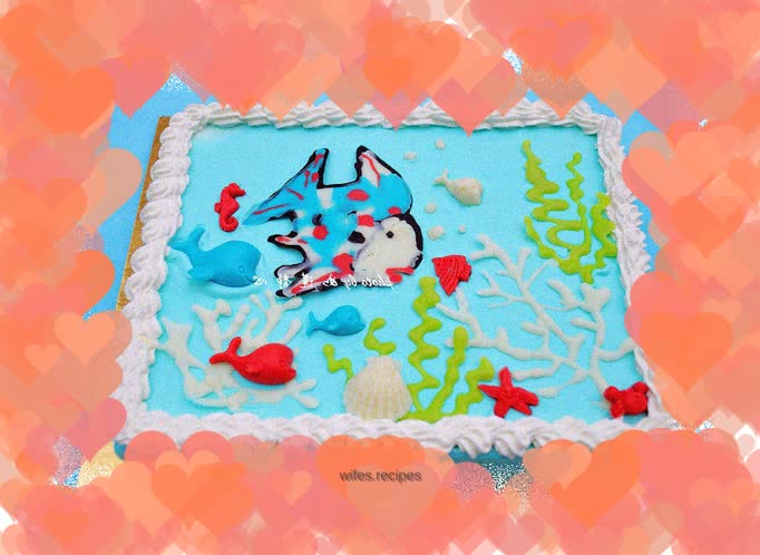 Underwater world scene cake
