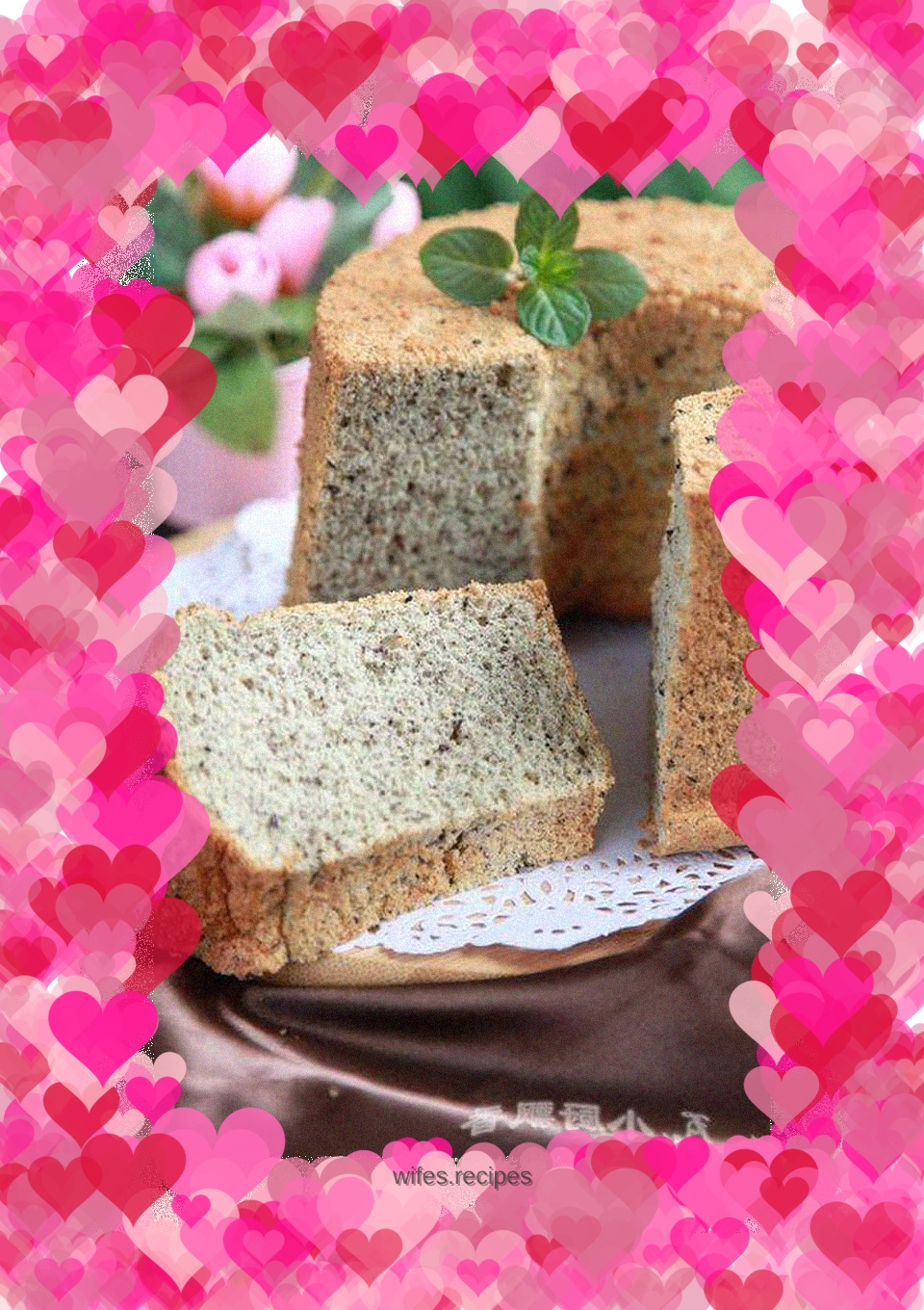 Black sesame chiffon cake----The chiffon with black sesame seeds has a special flavor