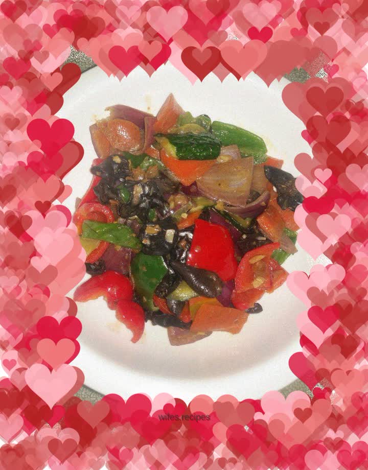 Stir-fried carrots with cucumbers and onions