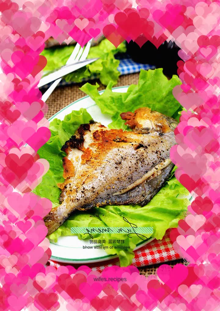 You can also make the good taste of Teppanyaki at home----fried pomfret with black pepper