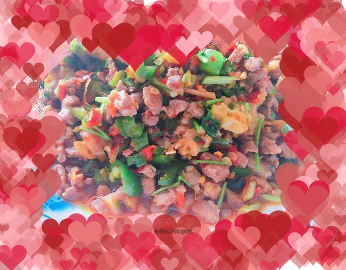 Three-pepper beef cubes