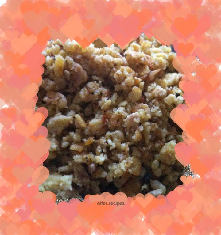 Fried minced potatoes and meat