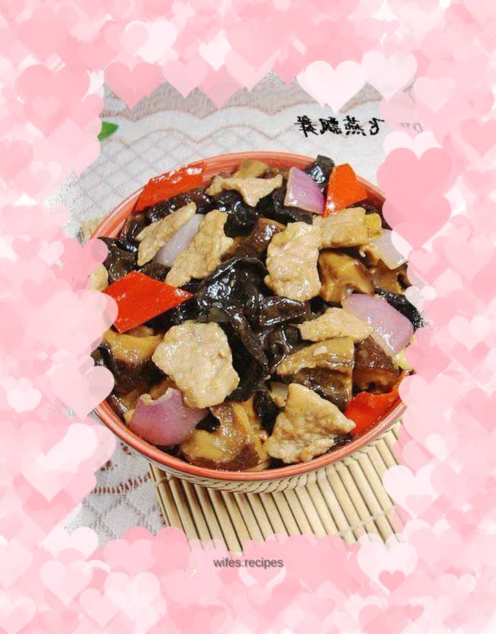 Home-style stir-fry -------[Stir-fried pork slices with fungus and mushrooms]