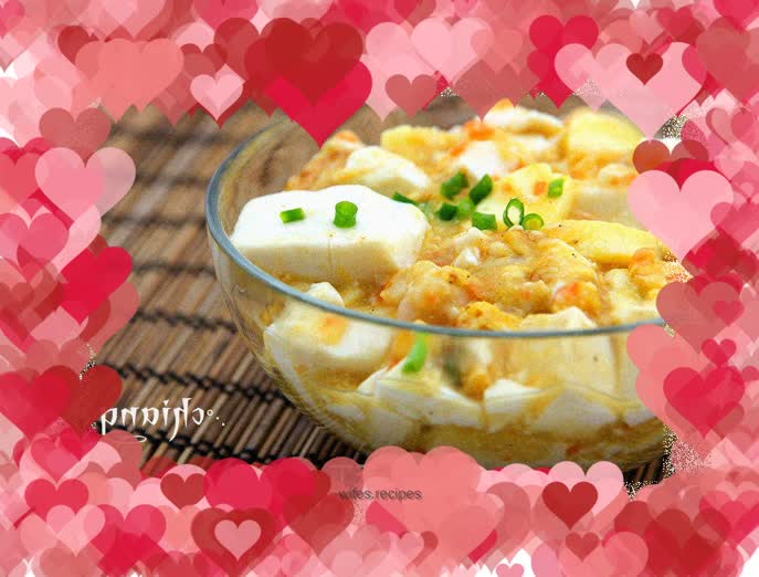 Shrimp and egg yolk tofu