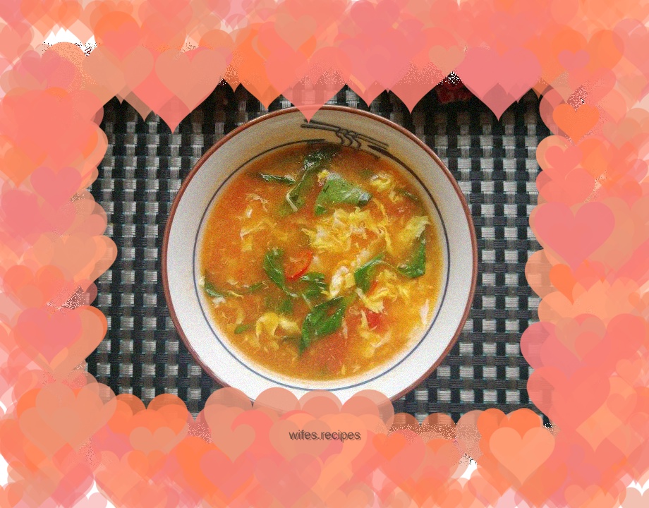 Tomato, Nepeta and Egg Drop Soup