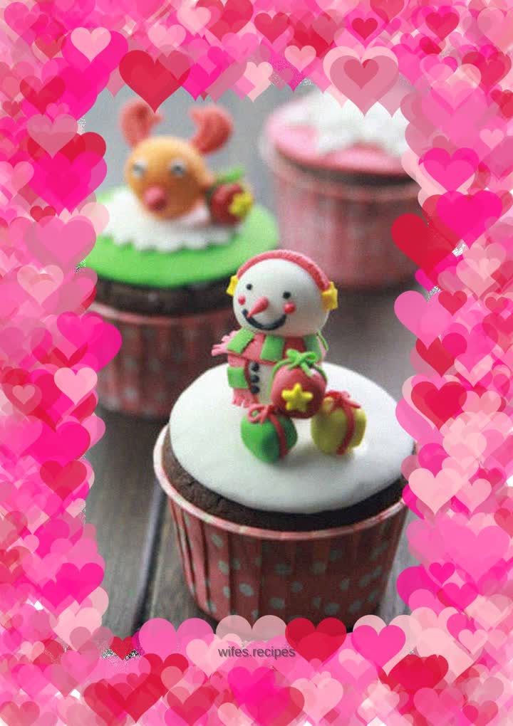 [Tomato Recipe] Christmas Cute Fondant Cupcakes - a cute Christmas gift for everyone!
