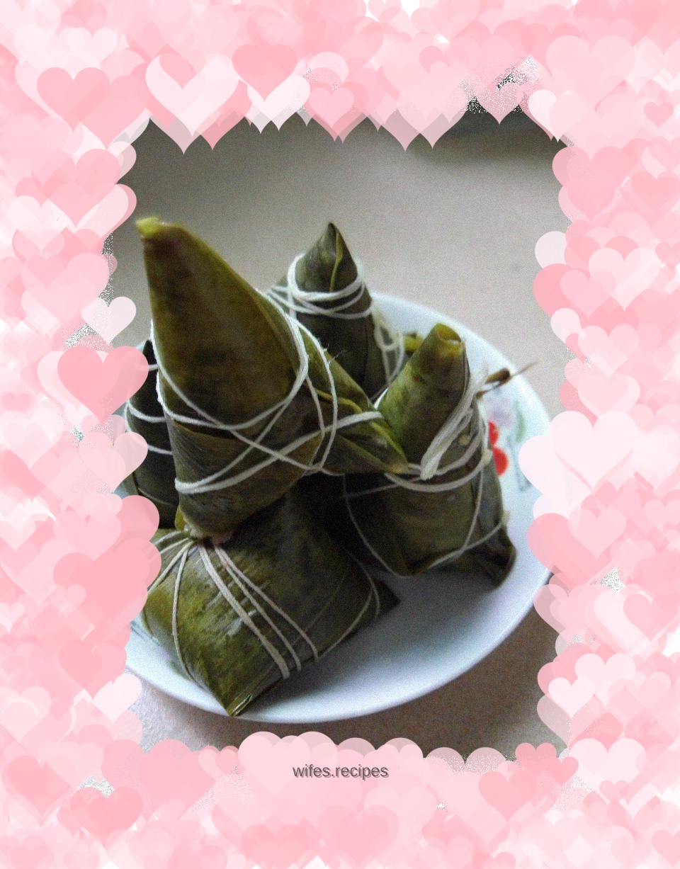 Rice dumplings with bacon and grains