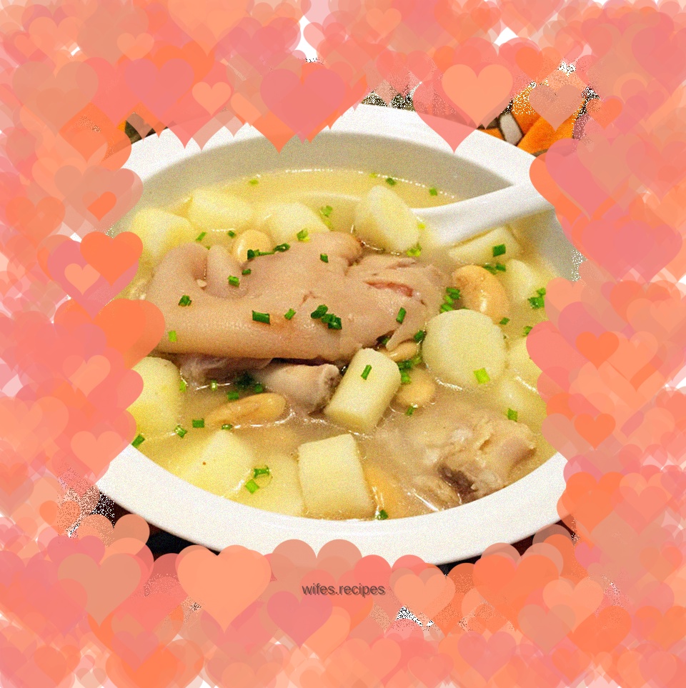 Snow pea, yam and hoof flower soup