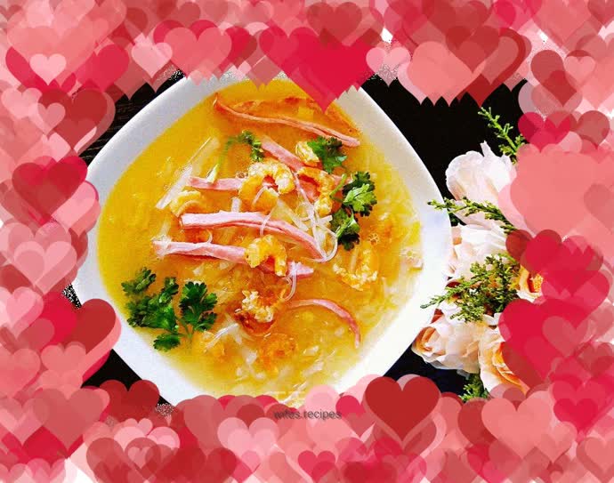 Ham, shrimp and radish soup