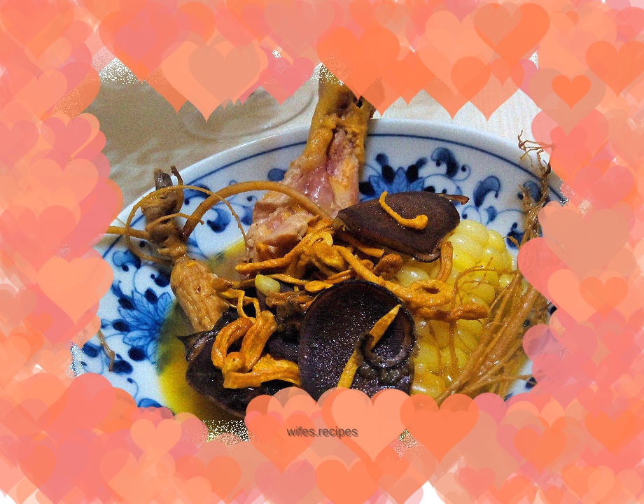 Ginseng, Deer Antler, Chicken Legs, Corn and Cordyceps Soup