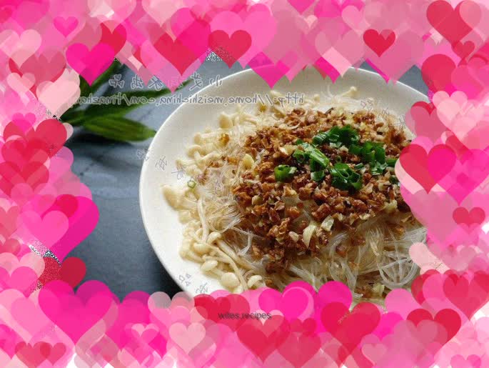 Garlic vermicelli with enoki mushrooms