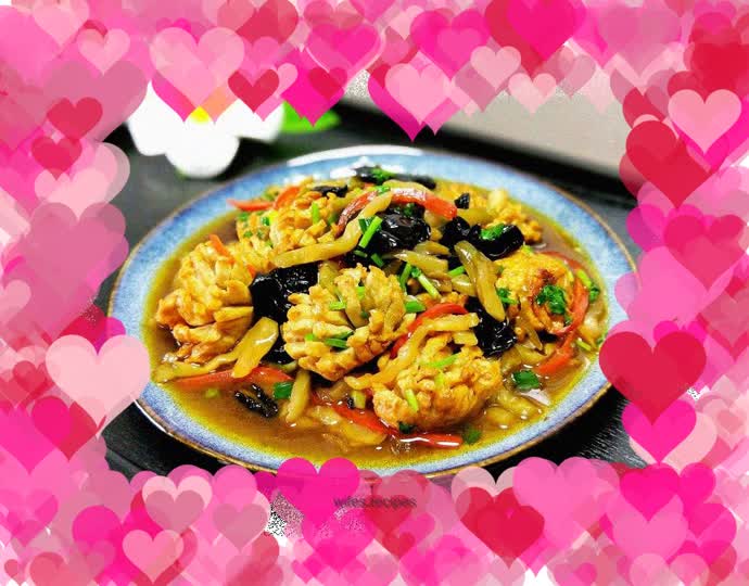 Stir-fried meatballs with pickled mustard