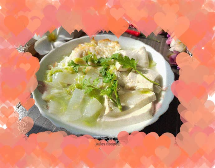 Fried egg whites and braised tofu