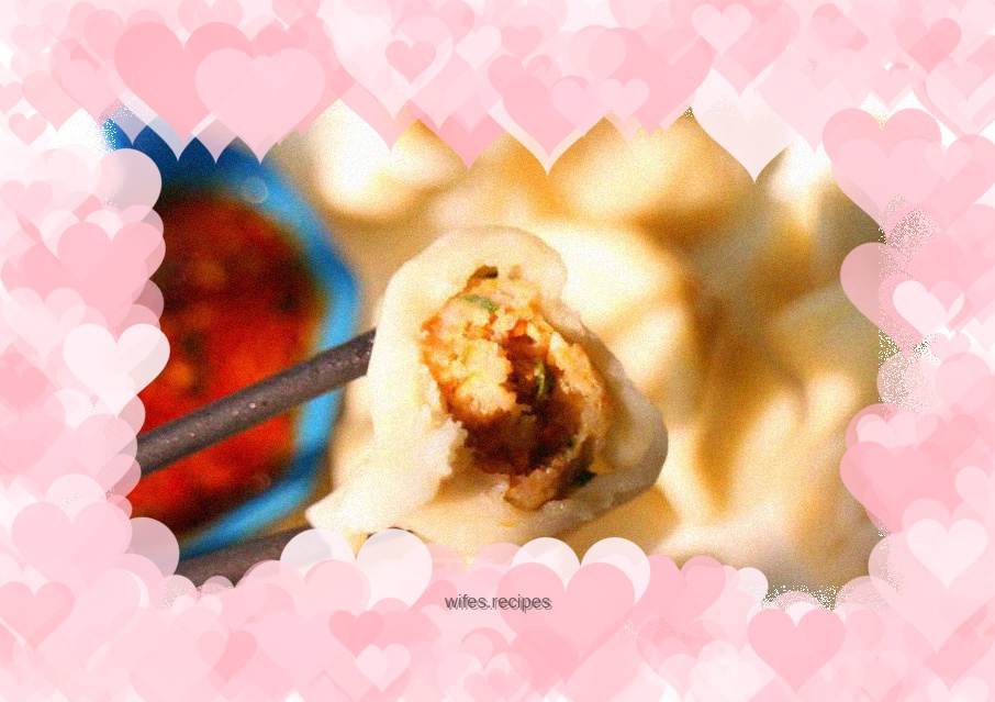 Carrot, corn and meat dumplings